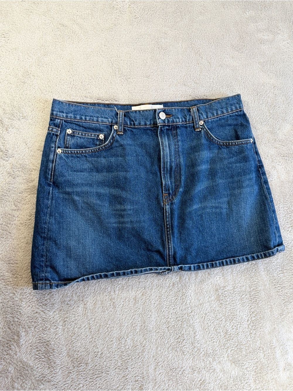 Reformation Ella Classic Dark Blue Denim Mini Skirt 31